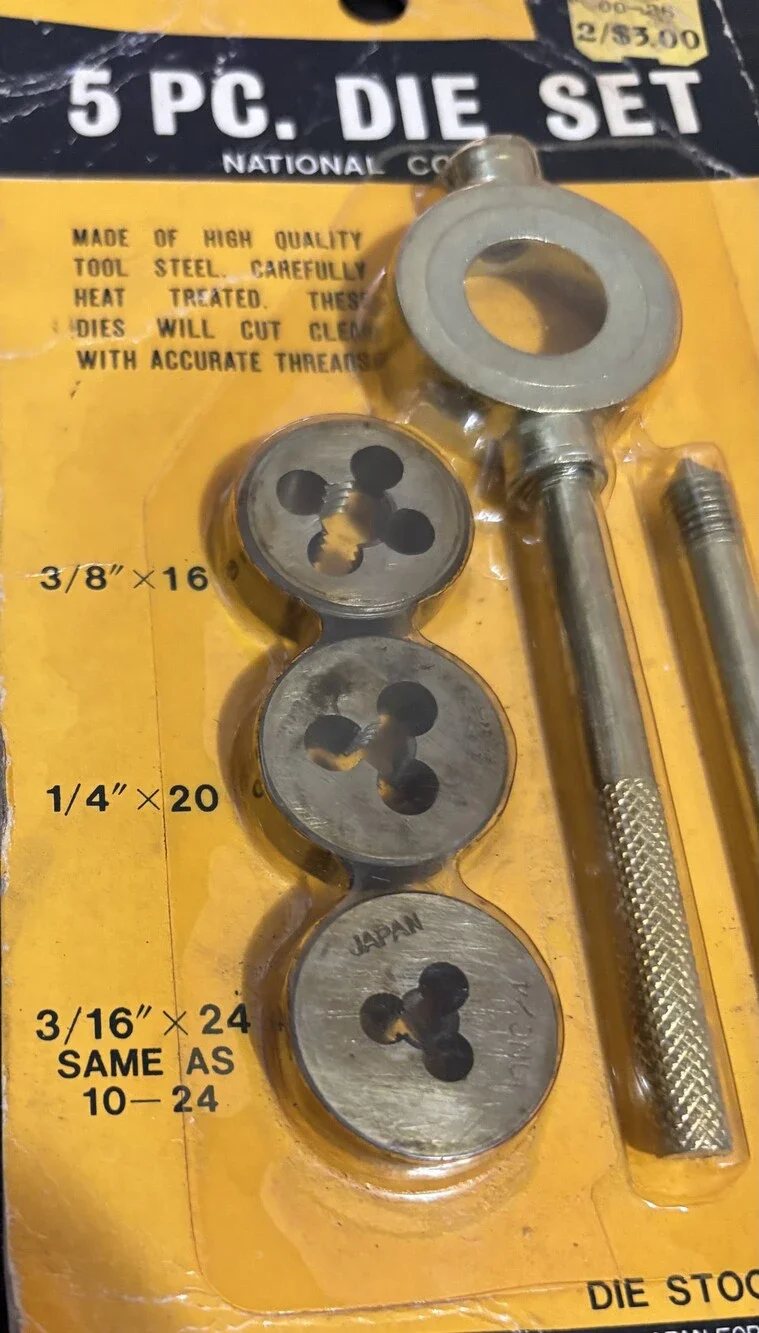 5 pc. Die Set Tool Steel with Die Stock Holder Threading Tools